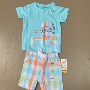 Boys 3-6 month shorts & tshirt with octopus & fish NWT